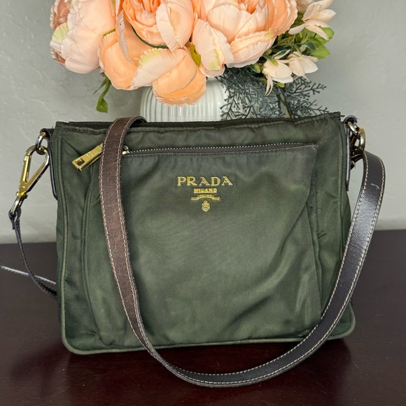 Prada Handbags - PRADA Green Nylon crossbody!